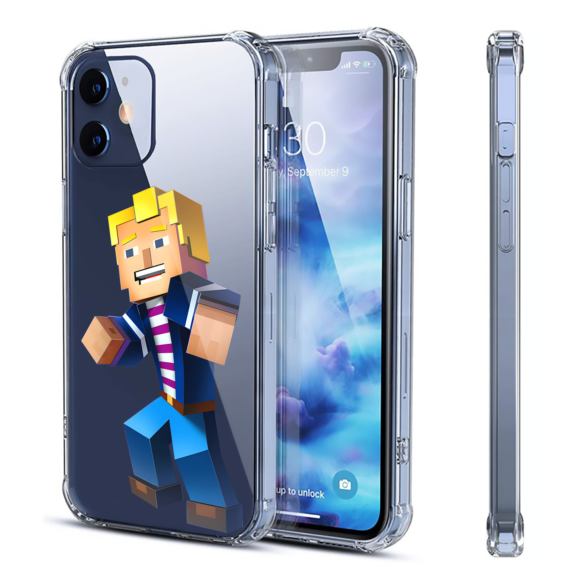 （画像用） マインクラフト ブロックの世界 Minecraft MC Block world 【iPhone 12シリーズ対応】透明スマホケース（クリアソフトケース）